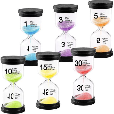 lot De 6 Sabliers,sablier Colore Kit En Verre Transparent,sable Horloge1 Min/3 Min/5 Min/10 Min/15 Min/30 Min - Minuteur Sabliers,minuteur Timer,m