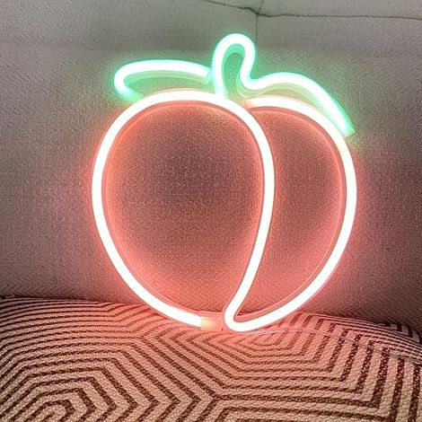 LED Neon Light Peach Color Handmade Neon Light for Wall, Room, Party, Home, Bar, Art, Bedroom, Table, Wedding, Party, Table Decoration, 3 AA Battery or USB (Peach Powder) (1/5)