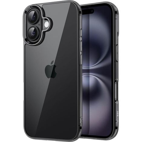 Handyhülle iPhone16 6 1 Zoll Stoßfest Transparent Schwarz (1/5)