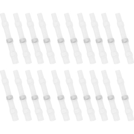 50 PCS Soudure Joint Fil Connecteurs Étanche Isolé Bornes De Fil Électrique Thermorétractable Épissure Butt pour Fil À Sertir Joint (Blanc) (Blanc) (1/5)