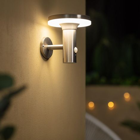Applique da Parete per Esterni LED Solare Helios Acciaio Inossidabile con Sensore di Movimento PIR  4000K Bianco Naturale
