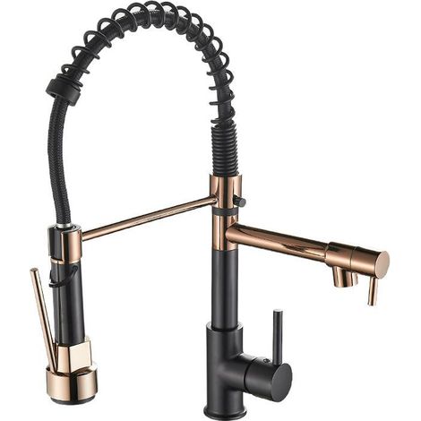 Pull-out Kitchen Tap with 2 Jets 360° Kitchen Mixer Tap with 2 Cold & Hot Spray Modes Available Black (1/5)