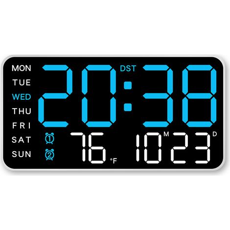 Horloge murale numérique, affichage électronique sans cadre, multifonctionnelle et à double usage, design simple convenant à la décoration du salon, de la chambre d'enfant et de la chambre d'étudiant. (1/2)