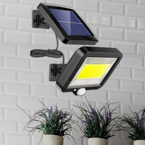 Solarstrahler mit 100 LEDs, XVZ Solarleuchten mit Bewegungsmelder, IP65 wasserdicht, Solar-Terrassenwandleuchte mit 5 m Kabel [Energieklasse A+++] (1/4)