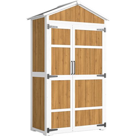 Armoire extérieure étanche abri jardin métal double porte 105x55x179cm naturel pour rangement outils (1/5)