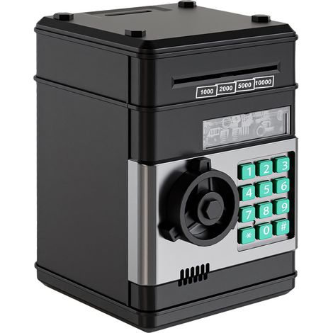 Tirelire électronique Mini ATM boîte d'économie d'argent coffre-fort avec code de mot de passe pièces de monnaie papier à défilement automatique pour garçons filles enfants cadeaux d'anniversaire parf (1/5)