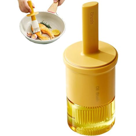 Distributeur d'huile en verre avec pinceau résistant à la chaleur, bouteille distributrice d'huile avec pinceau à pâtisserie en silicone pour la cuisine, vinaigre, sauces, barbecue, grillades et fritu (1/5)