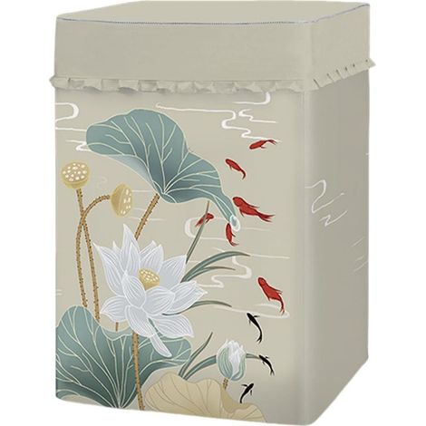 Housse classique pour lave-linge à chargement par le haut, housse anti-poussière pour lave-linge et sèche-linge (motif fleur de lotus, (4,5-5,5 kg))-AquaForge (1/5)