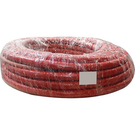 Tube PER prégainé isolé rouge Ø20 mm – Épaisseur isolant 9 mm – Pour réseaux hydrocâblés – Réduction des pertes caloriques