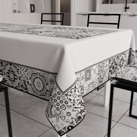 Nappe de Table, Nappe Rectangulaire, Nappe Anti-Taches, 140x240 cm, Vietri Noir (1/5)