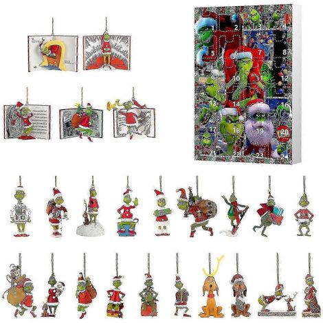 Calendrier de l'Avent de Noël, boîte surprise, compte à rebours de 24 jours, pendentif sapin de Noël, boîte surprise Grinch (1/5)