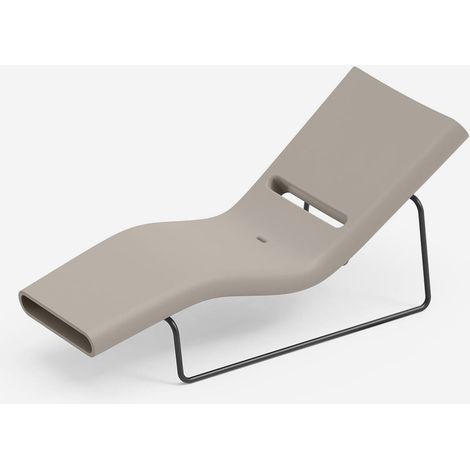 Lettino da sole design in polietilene con telaio metallico nero Esse - Beige (1/3)