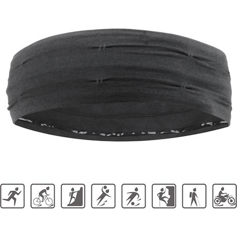 Bandeaux de sport élastiques absorbants pour la transpiration, parfaits pour le yoga, la course à pied, le fitness et la salle de sport. Gris. (1/5)