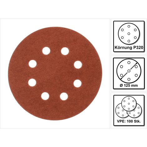 Makita Schleifpapier Klett 125 mm K 320 100 Stk. ( 2x P-43692 ) für DBO BO DCW DWE GEX PEX SXE BOS