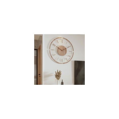 Horloge murale ronde en bois robuste – Design ajouré vintage – Mécanisme silencieux – Installation facile avec crochet