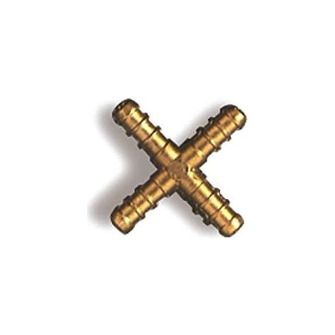 Raccord gaz 4 voies 10mm Laiton jaune pour tuyau caoutchouc cuisine et chauffage