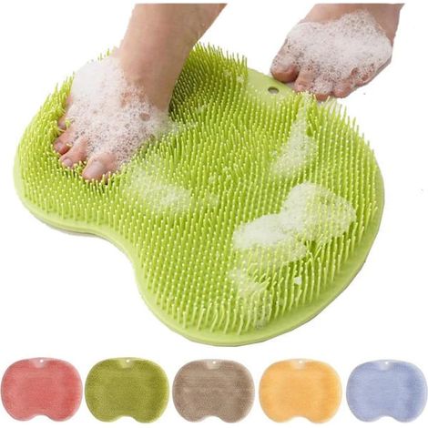 Tapis de douche mural pour pieds et dos, brosse corporelle mains libres, facile à nettoyer, écologique, accessoire de bain, antidérapant, pour la salle de bain. (1/5)