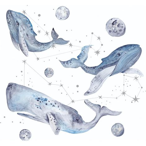 Autocollant mural SUPVOX Baleine bleue dessin animé en PVC 1 (1/5)