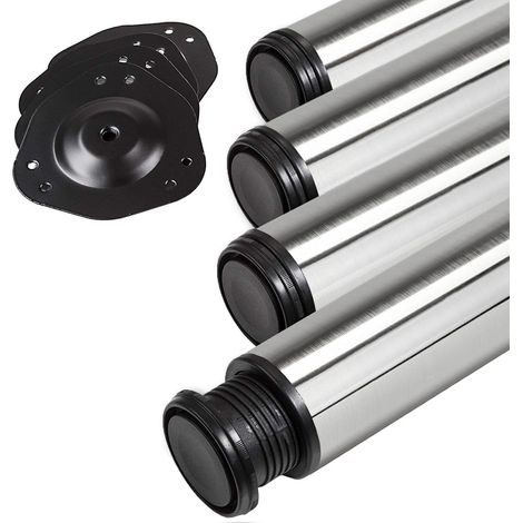 SO-TECH 4 Stück Tischbeine Höhe 710 mm Ø 76 / 80 mm echt Edelstahl gebürstet belastbar bis 300 kg (75 kg pro Stück), Schreibtischbeine mit 32 mm Höhenverstellung Tischfüße (1/3)