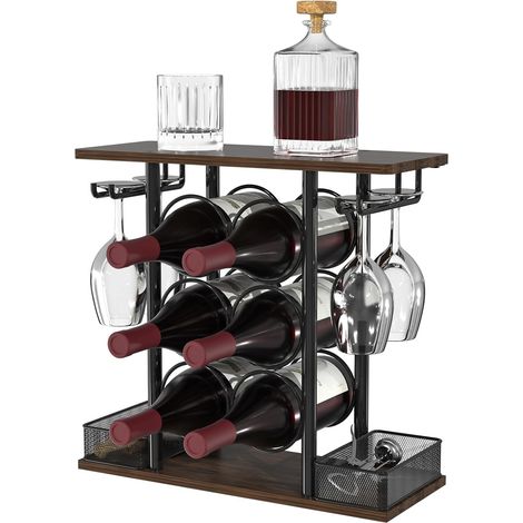 Casier à vin en bois et métal 3-en-1