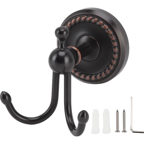 Bathroom Clothes Hanger Black Copper Stainless Steel Twisted Pattern Towel Organizer Hook for Home