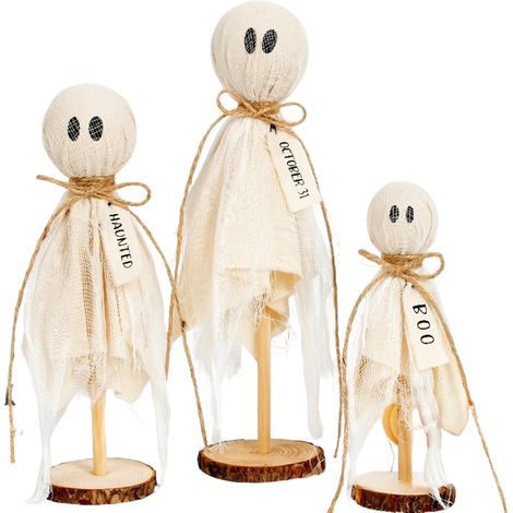 Lot de 3 Décorations Fantômes Halloween - Ensemble Blanc Trois Pièces pour Fête Effrayante et Ambiance Mystérieuse (1/5)