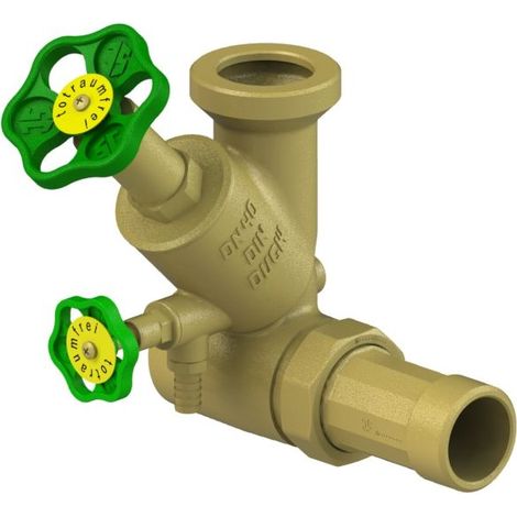 Schlösser Abzweig-T-Ventil, Freistromventil mit nichtsteigender Spindel, DN 40, Eingang 1 1/2", oberer Ausgang 2 1/4"