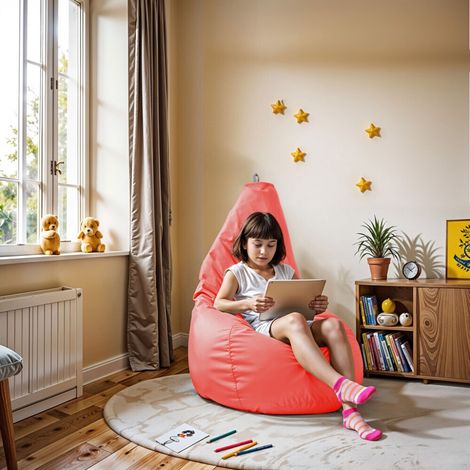 Pouf Poire Similicuir Corail XL Corail (1/5)