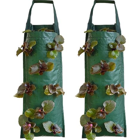 Paquet de 2 sacs de culture de fraises, sacs de culture de plantes à 8 trous, sacs de culture avec poignées