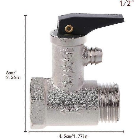 Sicherheitsventil für Warmwasserbereiter aus vernickeltem Messing, 0,8 MPa / 0,9 MPa