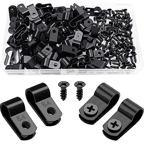 8.4mm (5/16 Pouce) R-Type Attache de, de couleur noir, dimension 4mm, lot de 100 Pièces pour aspiration et net (1/5)