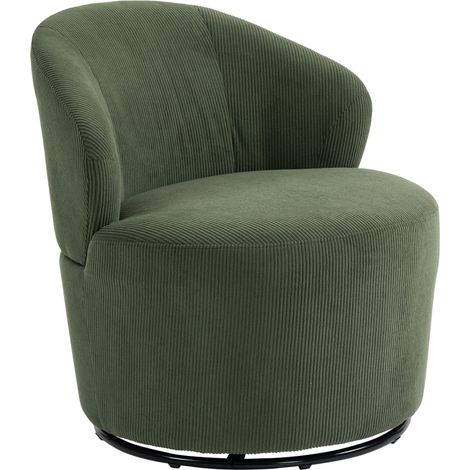 Fauteuil d'appoint pivotant 360° moderne vert, base ronde pour salon et chambre (1/5)
