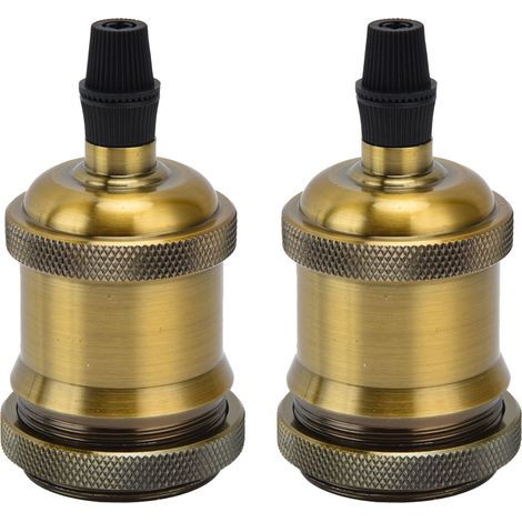 2 x douille de lampe rétro en aluminium, culot E26/E27 pour ampoules vintage, teinte bronze jaune, accessoires DIY.