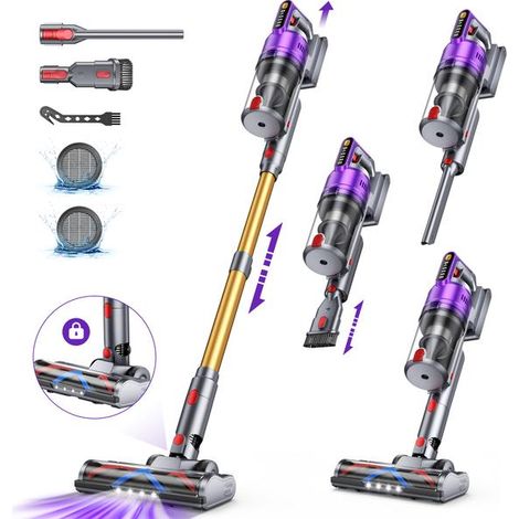 Aspirateur balai sans fil 70000 Pa 680W– Tdyon-Autonomie 75 min–Capacité 1.8 L-Brosse anti-enroulement, Écran LED, Charge rapide,Moteur sans balais pour poils d’animaux (1/5)