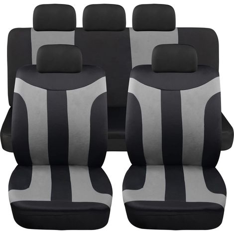 Lupex shop - Coprisedili auto universali modello LS05, set anteriori e posteriori, NO SUV, colore Grigio (1/4)