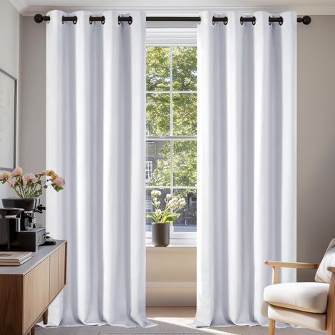 2 Pièces Rideau, 140x240 cm, Oeillet Métallique, Tissu Polyester, Isolation Thermique, Chambre Salon