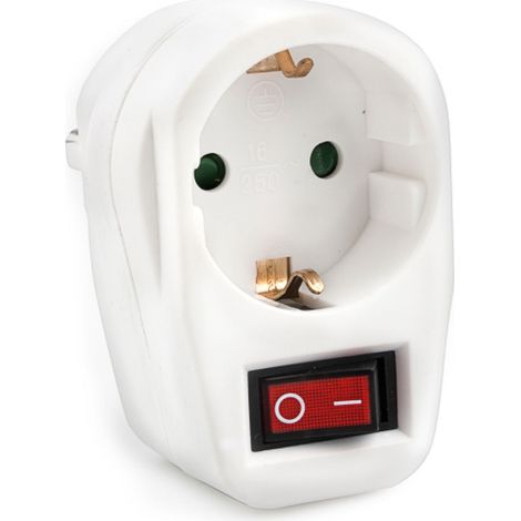 Weißer Onlex-Adapter für 1 Steckdose mit Blisterschalter (1/2)