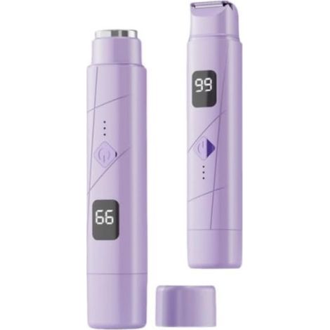Epilatore elettrico per donne, rasoio elettrico a doppia testina, dispositivo per la rimozione indolore dei peli, con schermo LCD, design 2 in 1 (viola) (1/5)