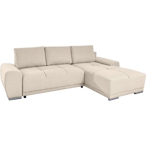 CASSANDRA - Canapé d'angle convertible avec coffre en tissu - Beige - Angle Droit (1/5)