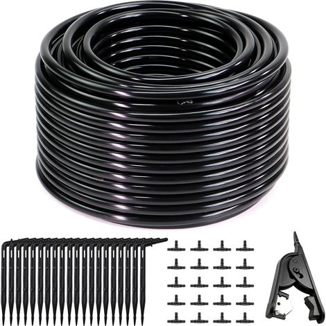 Automatic Irrigation System Micro Hose 4/7mm，40m Drip Irrigation Hose, Agriculture Hose,with 22 Hose Connectorsand 20 Drippers Irrigation Kit for Gardens, Floor Washing, Greenhouse Plants and Bonsai (1/5)