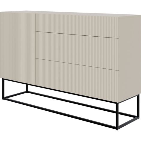 Selsey VELDIO - Commode à une porte - 140 cm - grège avec pieds noirs (1/5)