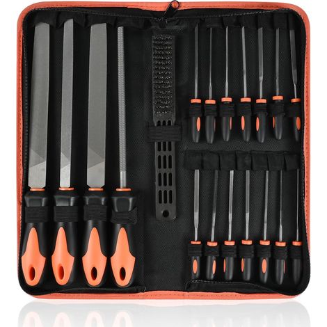Lot de 19 Limes en Métal T12 de Qualité Supérieure,y Compris Limes à bout Plat, Râpe Demi-Ronde, Lime Ronde, Lime Triangulaire et Lime Carrée (1/5)