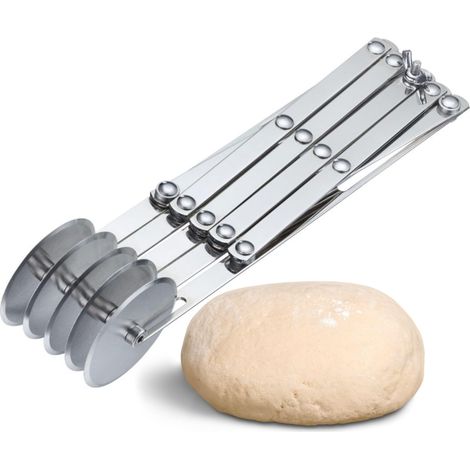 Coupe-Pâte, 5 Roues - Préparation et Portionnement Plus Rapides de la Pâte, du Fondant et Plus, Bandes Ajustables de 1,2 à 12,2 cm - Acier Inoxydable (1/5)