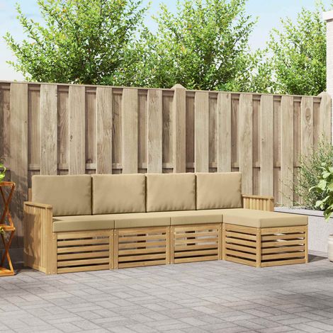 vidaXL Outdoor-Sofagarnitur 5 pcs Weiß und Beige 249 x 122,5 x 73 cm (1/5)