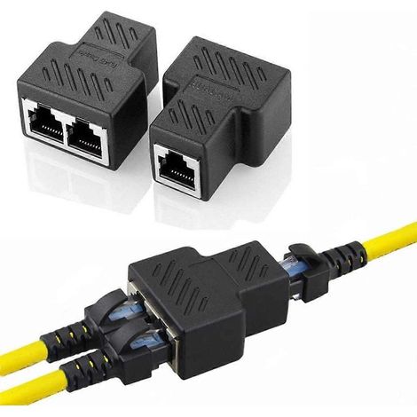Adaptateur répartiteur RJ45, deux prises Ethernet LAN (8P8C), compatible avec Cat5, Cat5e, Cat6 et Cat7, connecteur réseau USB 1 vers 2. (1/5)