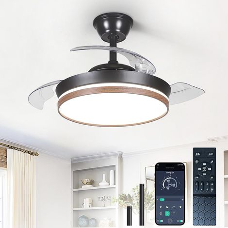 Ventilador de 20 pulgadas con luz integrada, luz blanca y rejilla negra (1/5)