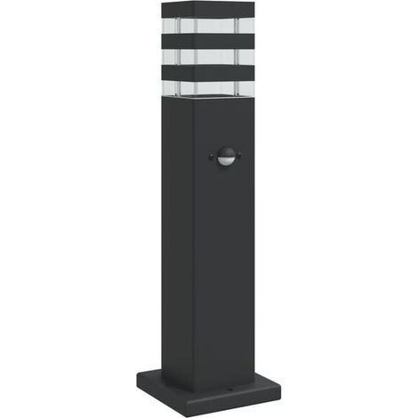 Lampadaire d'extérieur avec capteur, noir, 50 cm, aluminium.