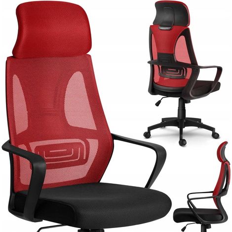 Sedia da ufficio con microrete Praga - rossa e nera (1/5)