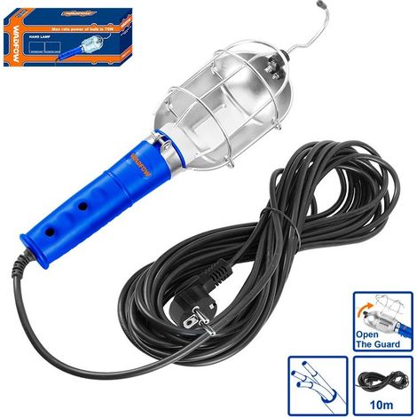 Lampe portable avec crochet et câble de 5 m, base E27 et abat-jour en aluminium (1/3)