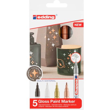 Edding 4-751-5-999 Marqueur peinture noir, blanc, or, argent, cuivre 2 mm, 4 mm Q156973 (1/5)